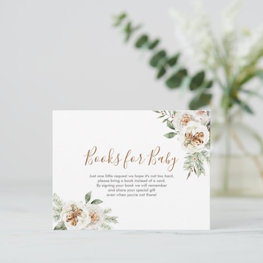 Winter White Floral Books for Baby Briefkaart (Staand voorkant)