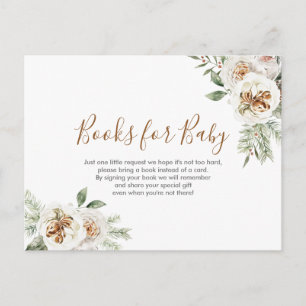 Winter White Floral Books for Baby Briefkaart