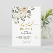 Winter White Floral Bridal Brunch Uitnodiging (Staand voorkant)