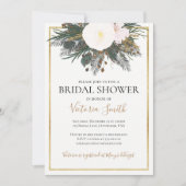Winter White floral bridal doucheuitnodiging Kaart (Voorkant)