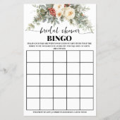 Winter White Floral Bridal Shower Bingo Game Card Flyer (Voorkant)