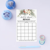 Winter White Floral Bridal Shower Bingo Game Card Flyer (Enkel)