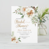 Winter White Floral Bridal Shower  Kaart (Staand voorkant)