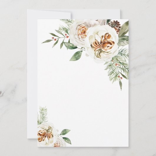 Winter White Floral Bridal Shower  Kaart (Achterkant)