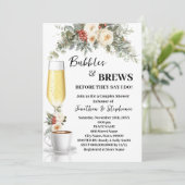 Winter White Floral Bubbles & Brews Coffee Shower Kaart (Staand voorkant)