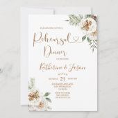 Winter White Floral Chritmas repesal Dinner Kaart (Voorkant)