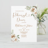 Winter White Floral Chritmas repesal Dinner Kaart (Staand voorkant)