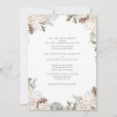 Winter White Floral Elegant Beide ouders bruiloft Kaart (Voorkant)