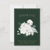 Winter White Floral Green Christmas Wedding Bedankkaart (Voorkant)