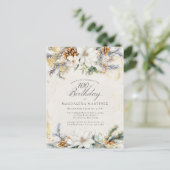 Winter White Floral Greenery 100e verjaardag Uitnodiging Briefkaart (Staand voorkant)