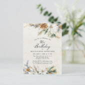 Winter White Floral Greenery 50e verjaardag Uitnodiging Briefkaart (Staand voorkant)