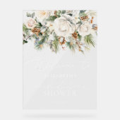 Winter White Floral Greenery Vrijgezellenfeest Wel Acryl Bord (Voorkant)