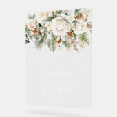 Winter White Floral Greenery Vrijgezellenfeest Wel Acryl Bord (Hoek)