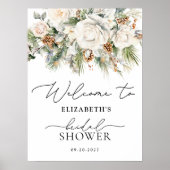 Winter White Floral Greenery Vrijgezellenfeest Wel Poster (Voorkant)