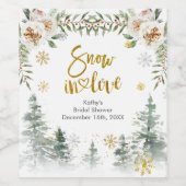 Winter White Floral kerstwijn Fleslabel Wijn Etiket (Enkel label)