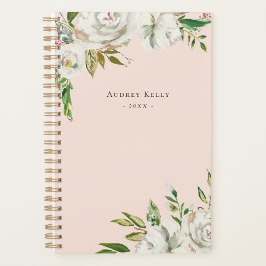 Winter White Floral Personalized Planner (Voorkant)