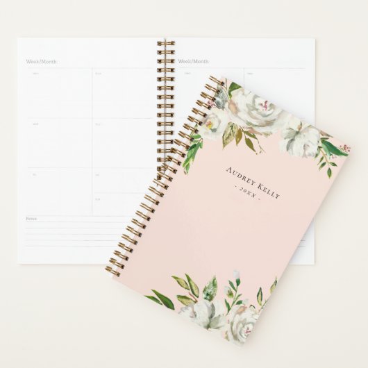 Winter White Floral Personalized Planner (Display)