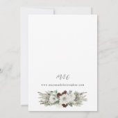 Winter White Floral & Pine 2 Wedding Kaart (Achterkant)