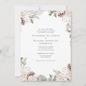 Winter White Floral Pine Cone One Venue Wedding Kaart (Voorkant)
