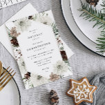 Winter White Floral & Pine Kerstmis of feestdag Kaart<br><div class="desc">Geniet van uw gasten van Kerstmis,  feestdag of avondeten met uw elegante Winter White Floral & Pine Kerstmis of feestelijke feestdagen.</div>