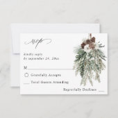 Winter White Floral & Pine no Meal RSVP (Voorkant)