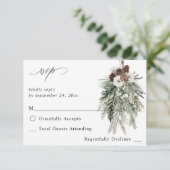 Winter White Floral & Pine no Meal RSVP (Staand voorkant)