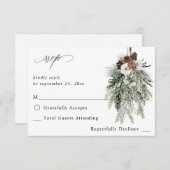 Winter White Floral & Pine no Meal RSVP (Voorkant / Achterkant)