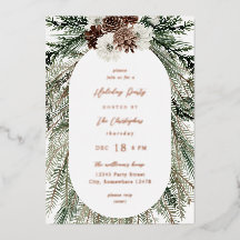 Winter White Floral & Pine Tree Kerstmis