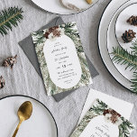 Winter White Floral & Pine Tree Kerstmis Kaart<br><div class="desc">Stuur uw gasten een mooie en leuke kerstfeest- of feestelijke uitnodiging met uw mooie Winterwitte Floral & Pine Boom Kerstmis of feestdag diner,  Partij of Brunch Uitnodigingen. Met pine.</div>