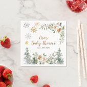 Winter White Floral Pine Trees Baby shower Napkin Servet (Insitu)