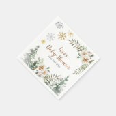 Winter White Floral Pine Trees Baby shower Napkin Servet (Hoek)