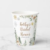 Winter White Floral Pine Trees Baby shower Papieren Bekers (Achterkant)