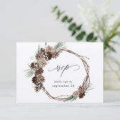 Winter White Floral & Pine w Meal RSVP 2 Kraft (Staand voorkant)