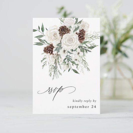 Winter White Floral & Pine w Meal RSVP 3 (Staand voorkant)