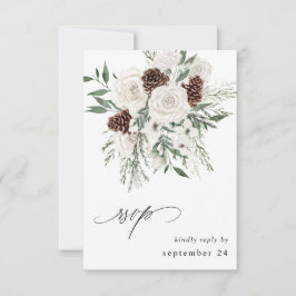 Winter White Floral & Pine w Meal RSVP 3 Kaartje