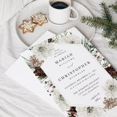 Winter White Floral & Pine Wedding Kaart