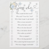 Winter White Floral Snowflake raad wie spel (Voorkant)