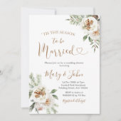 Winter White Floral Weddenschap Kerstmis Kaart (Voorkant)