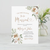 Winter White Floral Weddenschap Kerstmis Kaart (Staand voorkant)