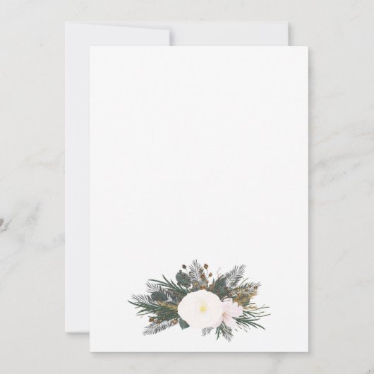 Winter White Floral Wedding Kaart (Achterkant)