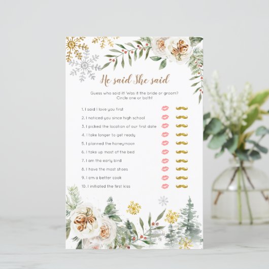 Winter White Floral zei dat ze Kaart zei (Staand voorkant)