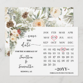 Winter White Flowers Calendar Save The Date