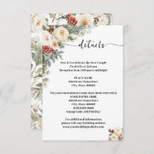 Winter White Flowers Details Wedding Informatiekaartje (Voorkant / Achterkant)