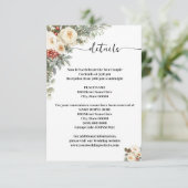 Winter White Flowers Details Wedding Informatiekaartje (Staand voorkant)