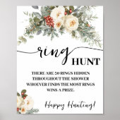Winter White Flowers Ring Hunt Shower Game Sign Poster (Voorkant)