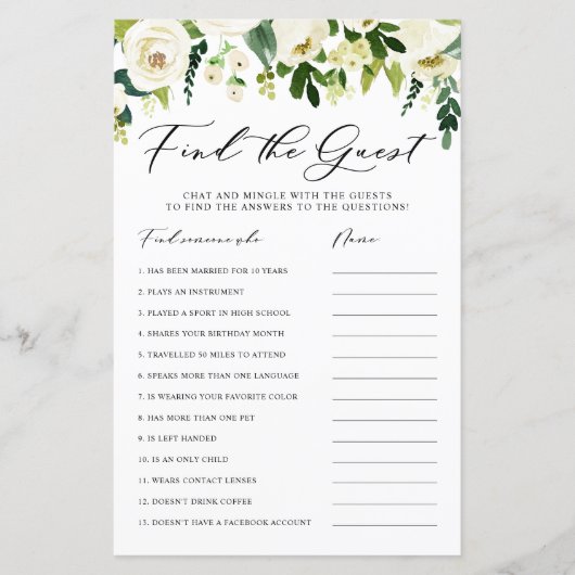 Winter White Flowers vindt de Kaart van de gastdou (Voorkant)