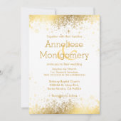 Winter White & Gold Snowflakes Weddenschap Kaart (Voorkant)