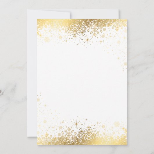 Winter White & Gold Snowflakes Weddenschap Kaart (Achterkant)