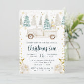 Winter White & Gold Truck Floral Kerstmis Kaart (Staand voorkant)