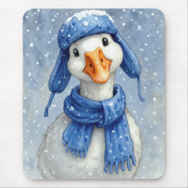 Winter White Goose With Blue Scarf Muismat